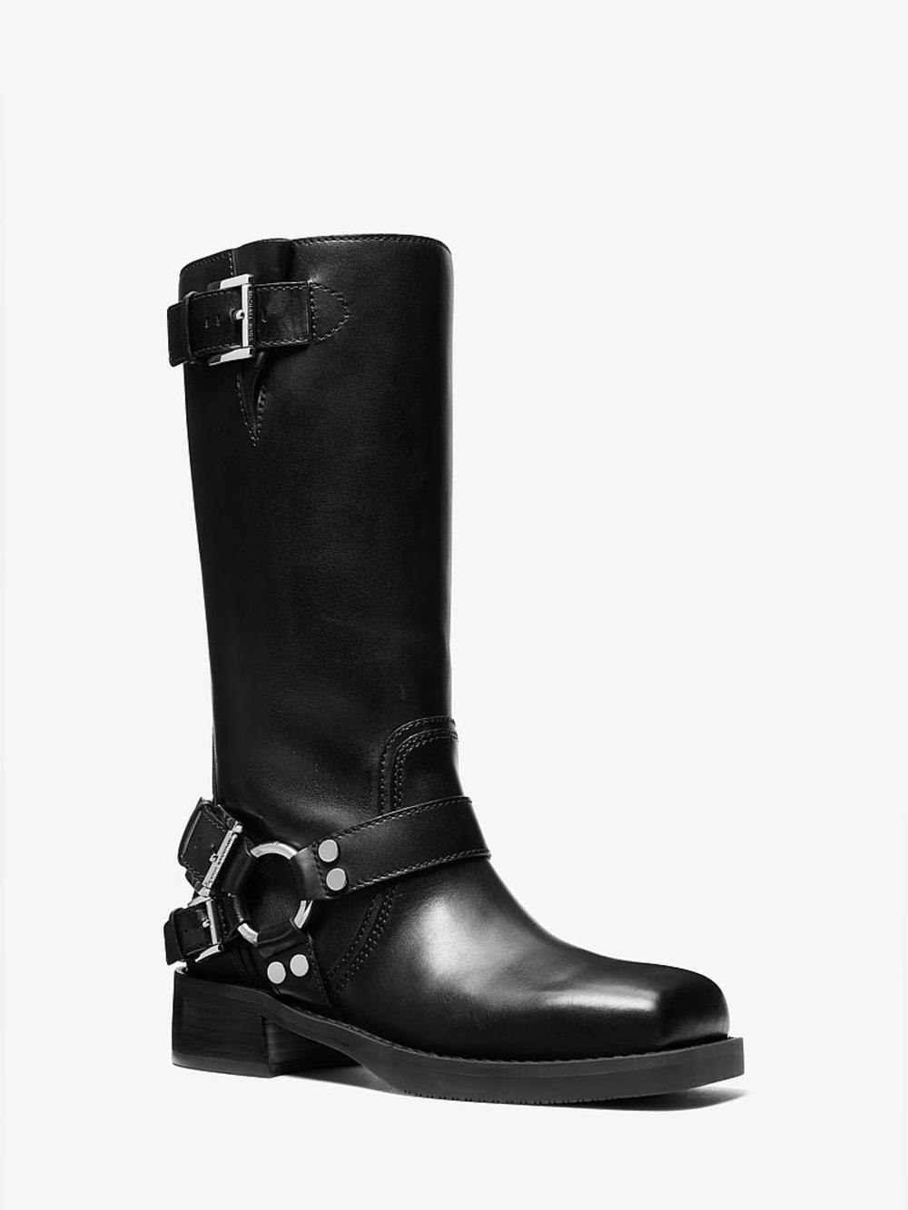 NEW MICHAEL Michael Kors Crosby Leather Moto Boots – Black – Size 9.5